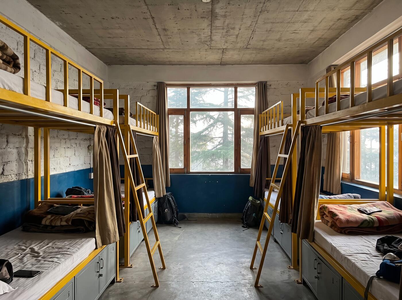 An eight-bed dormitory at Charpai Hostel